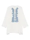 Ermanno Scervino Ivory Silk Blouse With Floral Embroidery And Lace-up Detail In White