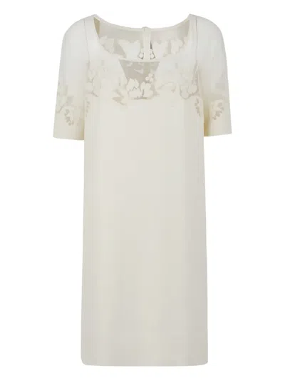 Ermanno Scervino Floral-appliqué Dress In White