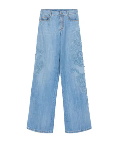 Ermanno Scervino Floral-appliqué Jeans In Blue