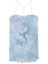 Ermanno Scervino Floral-appliqué Mini Dress In Blue