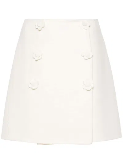 Ermanno Scervino Floral-appliqué Mini Skirt In White