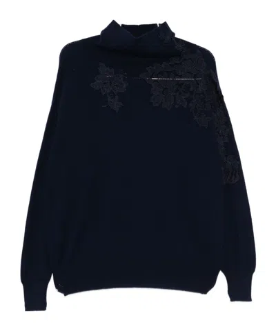 ERMANNO SCERVINO FLORAL-APPLIQUÉ ROLL-NECK SWEATER
