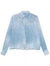 Ermanno Scervino Viscose Shirt With Lace Inserts And Cuffs In Blue