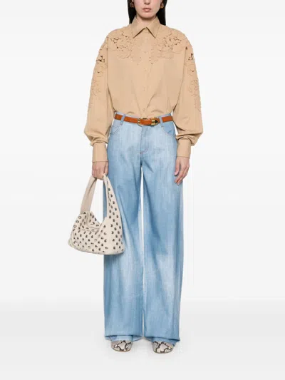 Ermanno Scervino Floral-appliqué Shirt In Nude