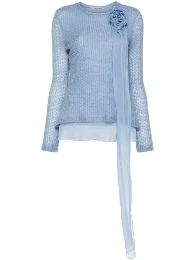 Ermanno Scervino Floral-appliqué Sweater In Blue