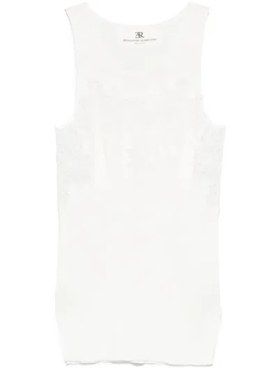 Ermanno Scervino Floral-appliqué Tank Top In White