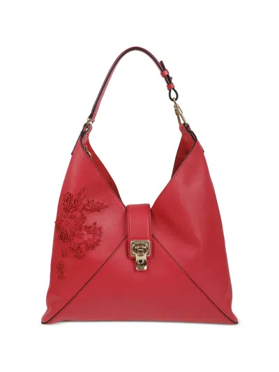 Ermanno Scervino Floral Appliqued Shoulder Bag In Red