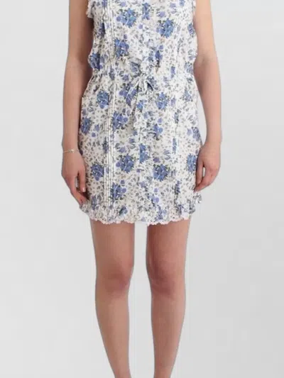Ermanno Scervino Floral Beach Mini Dress Square Neckline In Blue