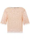 Ermanno Scervino Delicate Lace-overlay Top With Tulle Inserts And Rear Button Fastening In Pink