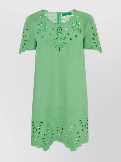 Ermanno Scervino Floral Cut-out Viscose Blend Dress In Lightgrassgreen