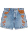 Ermanno Scervino Floral-detail Denim Shorts In Blue