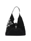 Ermanno Scervino Floral-embellished Buckle Shoulder Bag In Black