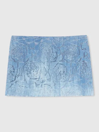 Ermanno Scervino Floral-embossed Miniskirt In Light Blue