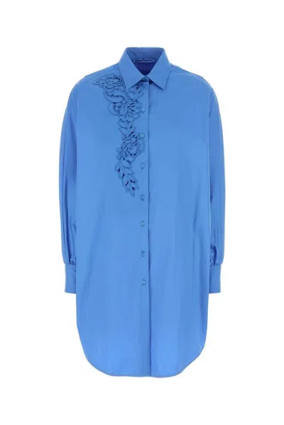 Ermanno Scervino Cerulean Blue Poplin Oversize Shirt