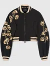 Ermanno Scervino Floral-embroidered Bomber Jacket In Schwarz
