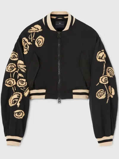 Ermanno Scervino Floral-embroidered Bomber Jacket In Schwarz