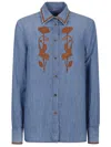 Ermanno Scervino Shirt With Embroidery In Blue