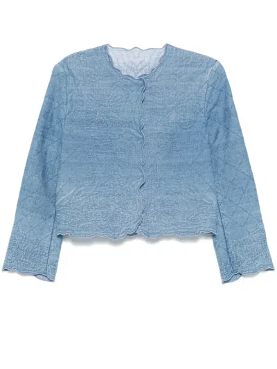 Ermanno Scervino Floral-embroidered Jacket In Blue
