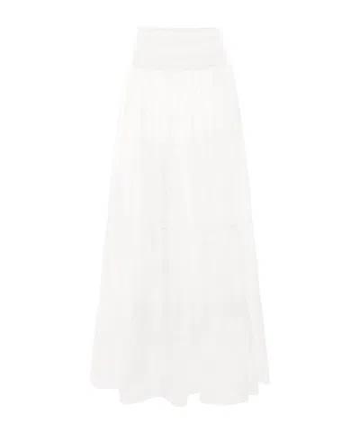 Ermanno Scervino Floral-embroidered Maxi Skirt In White