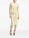 Ermanno Scervino Floral-embroidered Sequin Skirt In Yellow