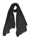 Ermanno Scervino Black Cashmere And Silk Stole With Embroidery