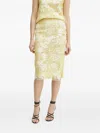 Ermanno Scervino Floral-embroidered Sequin Skirt In Yellow