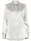 Ermanno Scervino Floral-embroidered Shirt In Grey