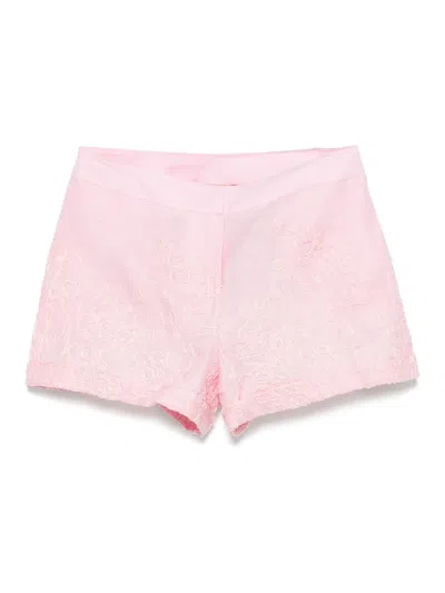 Ermanno Scervino Floral-embroidered Shorts In Pink