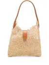 Ermanno Scervino Medium Hobo Bag Lace Overlay Leather Handles In Neutral