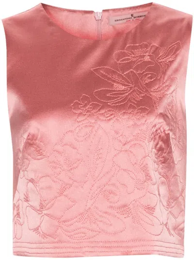 Ermanno Scervino Floral-embroidered Top In Pink