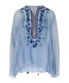 Ermanno Scervino Floral Embroidery Blouse In Blue