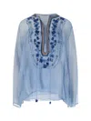 Ermanno Scervino Floral Embroidery Blouse In Light Blue
