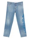 Ermanno Scervino Floral-embroidery Jeans In Blue