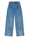 Ermanno Scervino Floral-embroidery Jeans In Blue