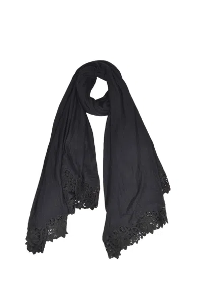 Ermanno Scervino Black Cashmere And Silk Stole With Embroidery