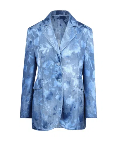 ERMANNO SCERVINO ERMANNO SCERVINO FLORAL-JACQUARD SINGLE-BREASTED BLAZER
