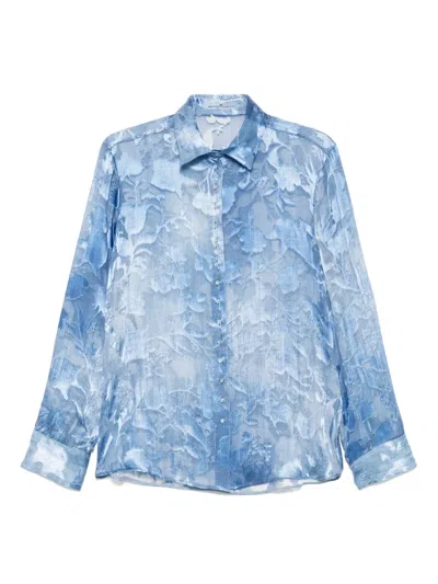 Ermanno Scervino Floral-jacquard Shirt In Blue