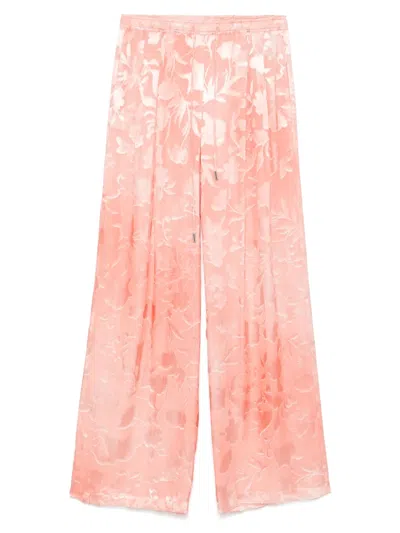 Ermanno Scervino Floral-jacquard Trousers In Pink
