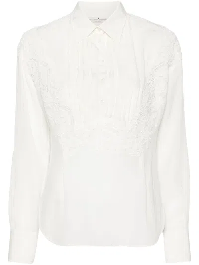 Ermanno Scervino Floral Lace Appliqué Shirt In Neutrals