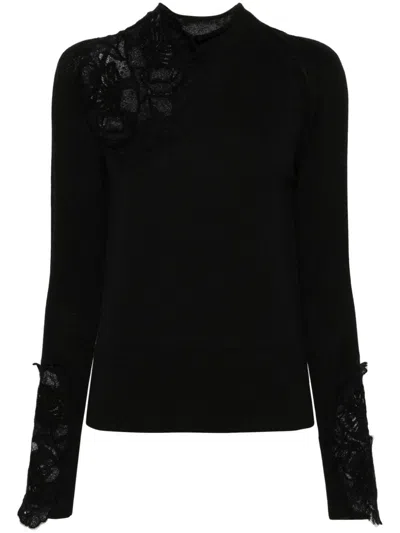 Ermanno Scervino Suéter Con Escote Barco - Negro In Black  