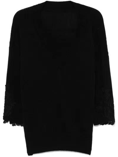 Ermanno Scervino Floral Lace-appliqué Top In Black