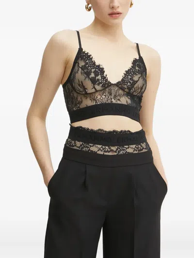 Ermanno Scervino Floral-lace Bralette In Black