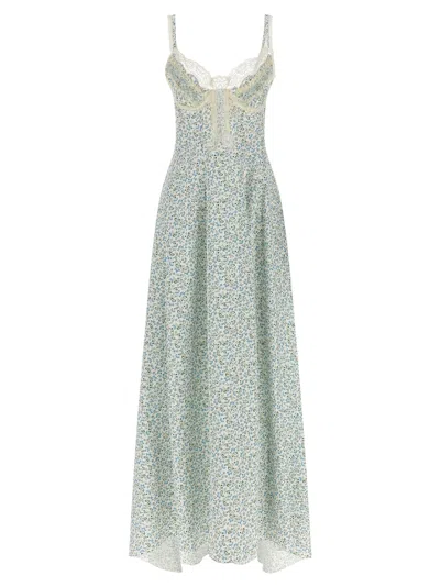 Ermanno Scervino Lace Dress Fitted Bodice Sleeveless Long Floral In Green