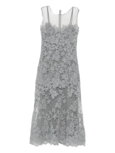 Ermanno Scervino Floral-lace Dress In Gray