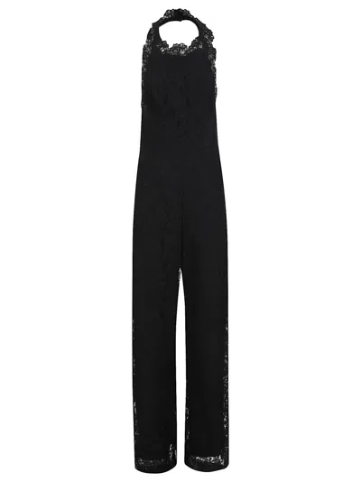 ERMANNO SCERVINO FLORAL LACE JUMPSUIT WITH HALTERNECK