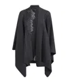 Ermanno Scervino Draped Cape With Ribbed Hem And Embroidery In Black
