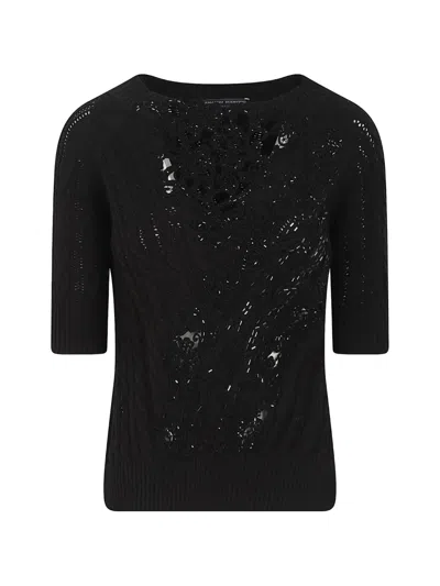 Ermanno Scervino Floral-lace Knitted Top In Black