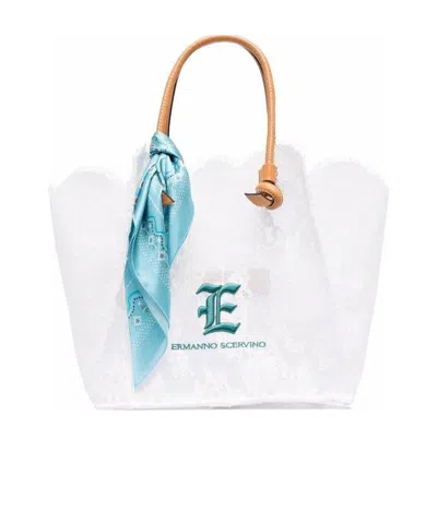 Ermanno Scervino Floral-lace Logo Tote Bag In White