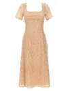 Ermanno Scervino Floral Lace Midi Dress With Square Neckline In Pink