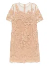 Ermanno Scervino Floral Lace Mini Dress In Brown